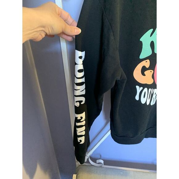 Women Looney Tunes Black Top Bugs Bunny Doing Fine Keep Going Positive Art XL - Picture 3 of 5